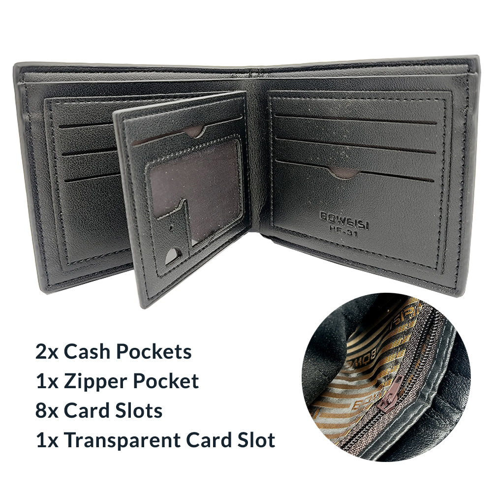 Multi Space Bifold Men's Zipper Compartment Wallet