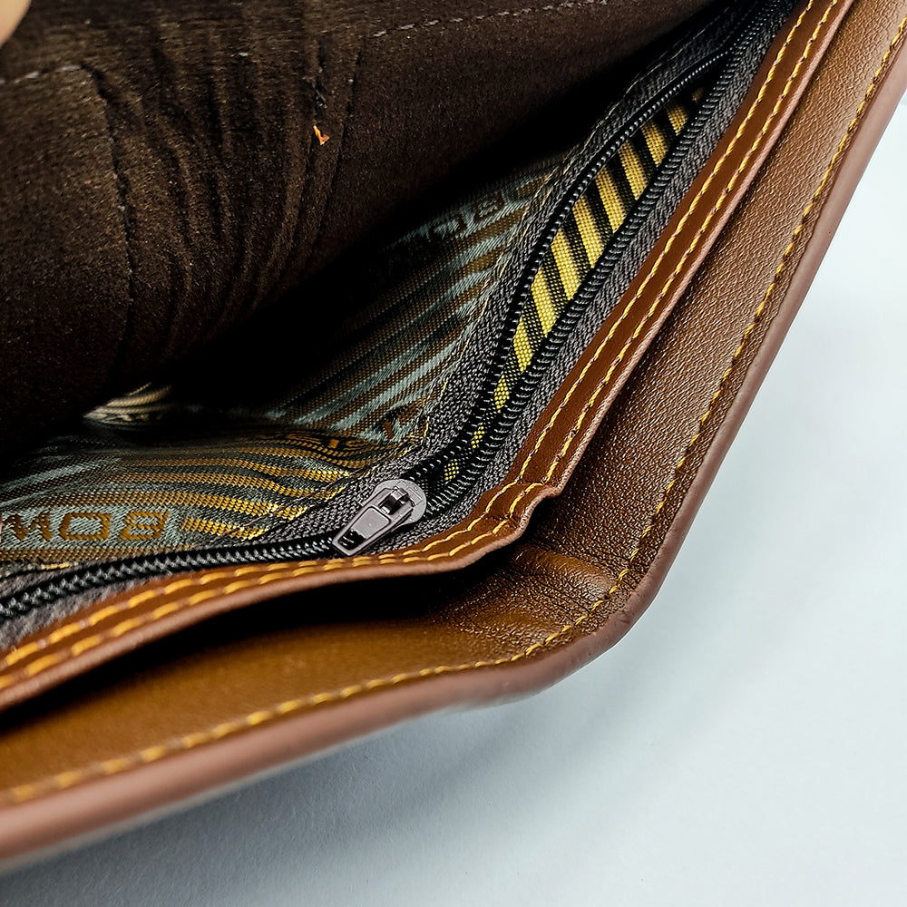 Men's Bifold Multi Space Zipper Business Wallet