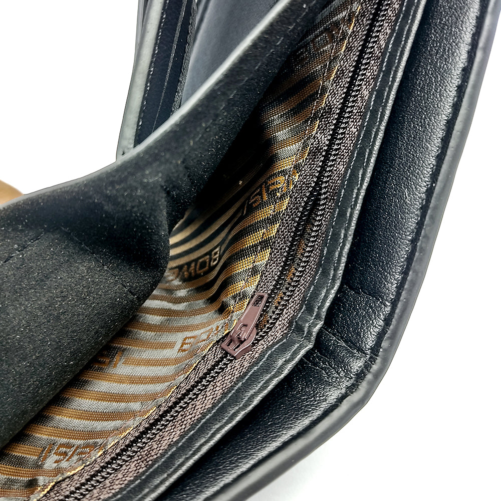 Multi Space Bifold Men's Zipper Compartment Wallet