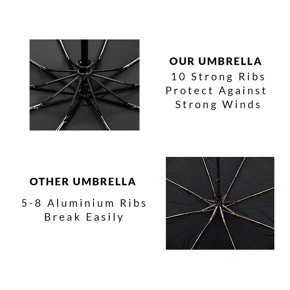 Auto Open and Close 10 Ribs Large Size Folding Windproof Umbrella